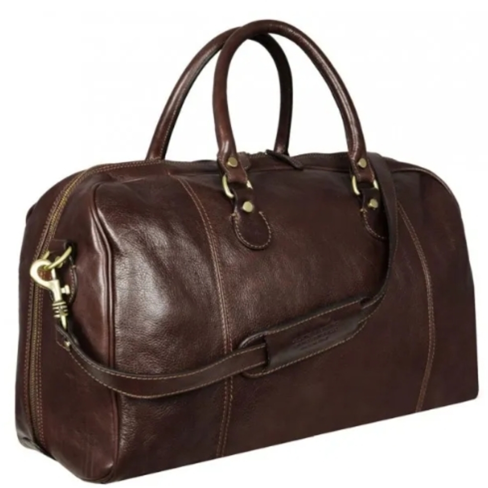 Men's Brown Leather Duffel Bag
